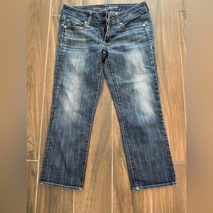 American Eagle Outfitters Dark Blue artist crop stretch jeans 8